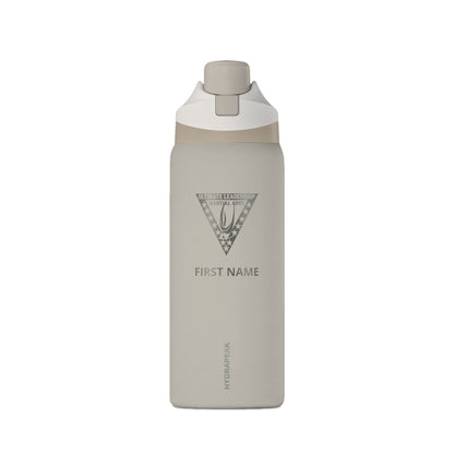 Oasis 32oz Insulated Water Bottle — Sleek Matte Travel Flask with Geometric Triangle Logo