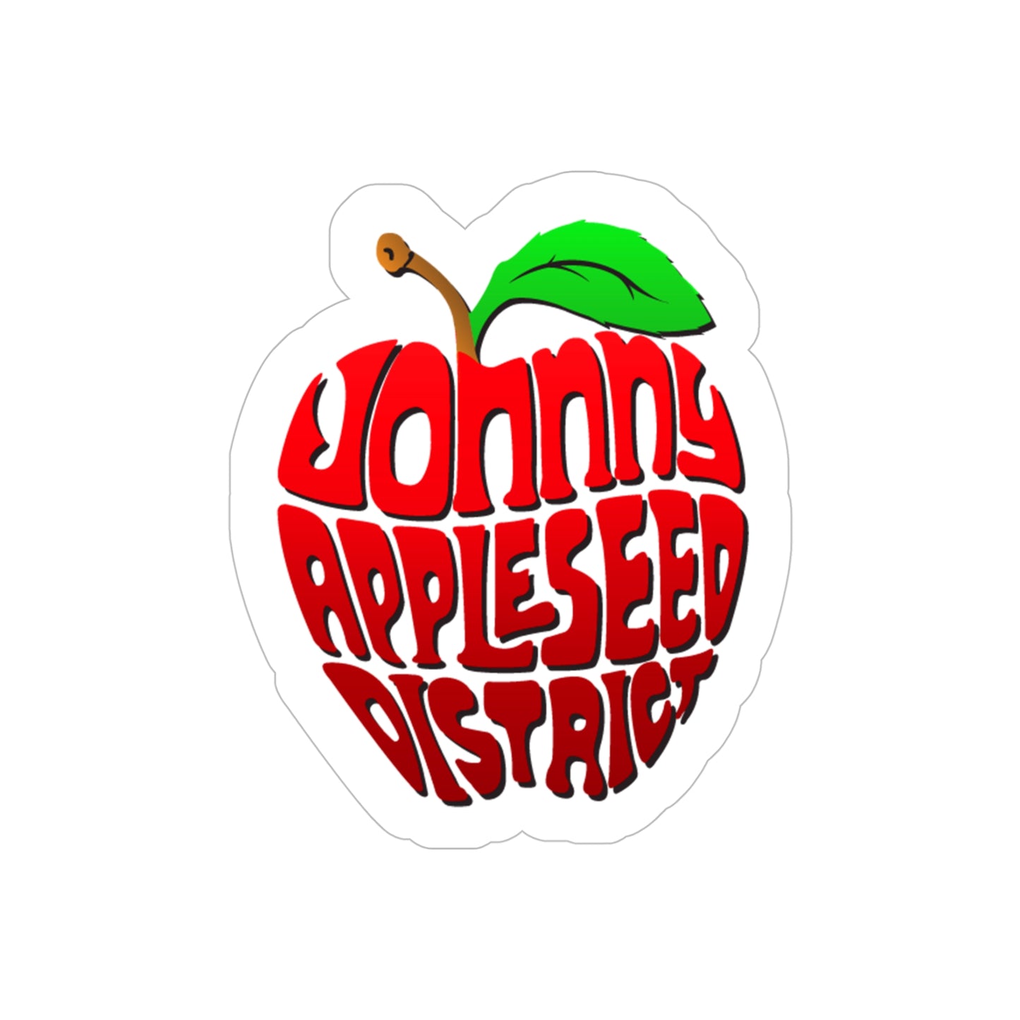Johny Appleseed District Apple Sticker — Die-Cut Outdoor Transparent Sticker