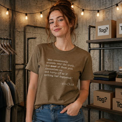 Winston Churchill Quote T-Shirt - "Men occasionally stumble over the truth..."
