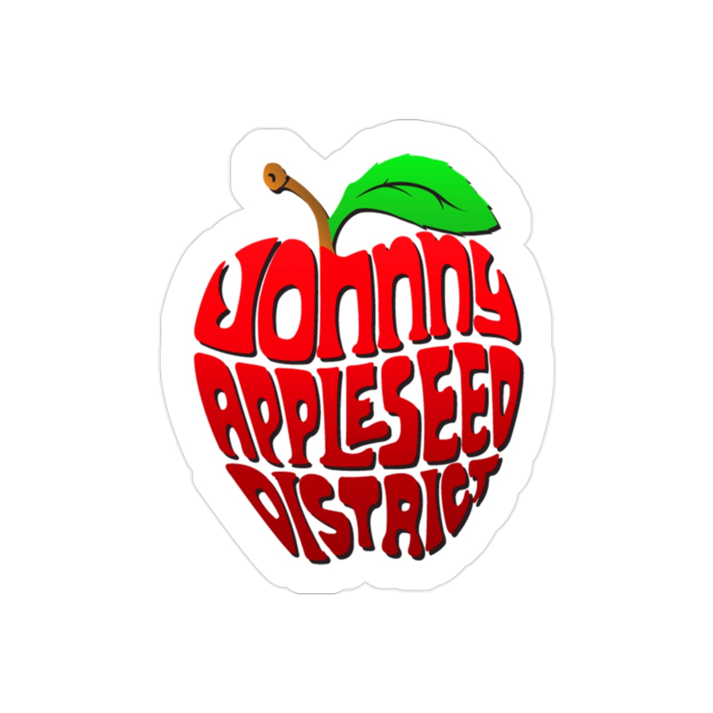 Johny Appleseed District Apple Sticker — Die-Cut Outdoor Transparent Sticker